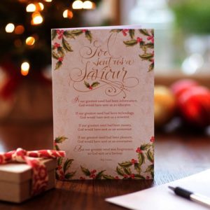 Weihnachtskarte: God sent us a Saviour (18 Stück)