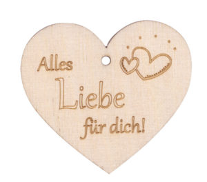 Geschenkanhänger: Holzherz - Alles Liebe für dich!