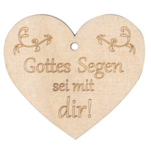 Geschenkanhänger: Holzherz - Gottes Segen sei mit dir!