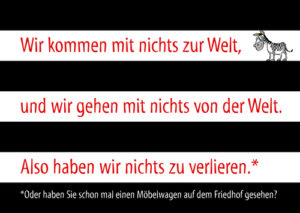 Postkarte: Wir kommen mit nichts zur Welt ...