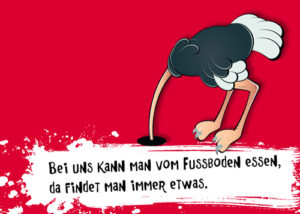 Postkarte: Bei uns kann man vom Fussboden ...
