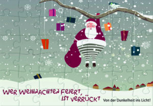 Puzzlekarte: Wer Weihnachten feiert, ist verrückt