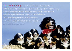 Postkarte: Ich manage ein sehr erfolgreiches...