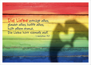 Postkarte: Die Liebe erträgt alles