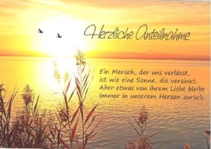 Faltkarte: Ein Mensch, der uns verlässt, ist wie die Sonne, die versinkt (Herzliche Anteilnahme)