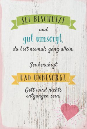 Faltkarte: Sei geschützt und gut umsorgt
