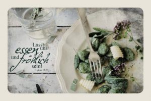 Leinwand: Lasst uns essen und fröhlich sein