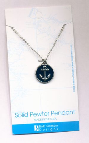 Halskette: Round pendant with anchor - Necklace 45 cm