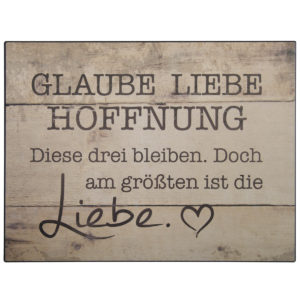 Metallschild: Glaube Liebe Hoffnung