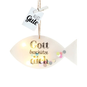 Deko-Leucht-Fisch: Gott beschütze dich