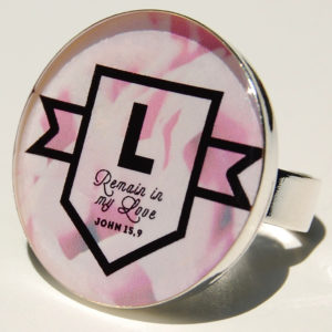 Ring: L - Remain in my Love schwarz/rosa/weiss (25 mm)
