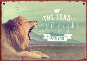 Metallschild: The Lord will fight for you