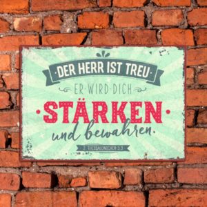 Metallschild: Der Herr ist treu
