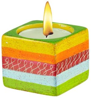 Teelicht-Halter aus Speckstein (Regenbogen)