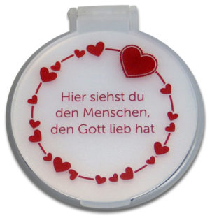 Taschenspiegel: Herzen (weiss)