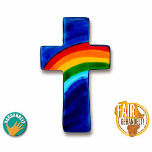 Taschenkreuz: Regenbogen (blau)