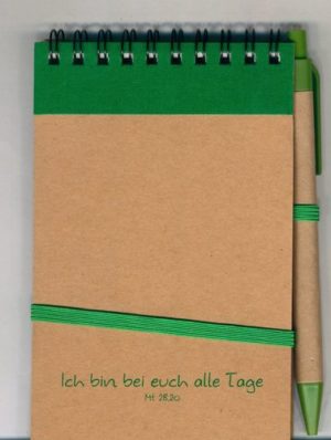 Notizbuch: Ich bin bei euch alle Tage (mit Kugelschreiber)