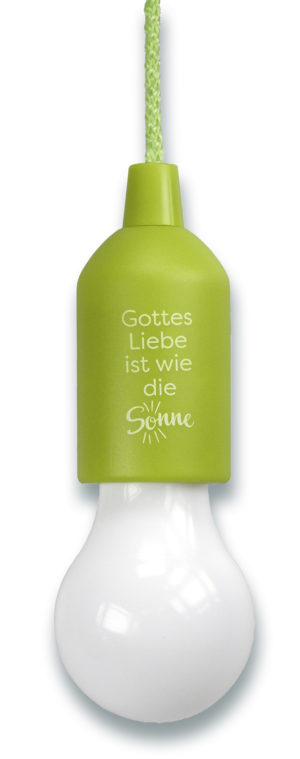 LED-Lampe zum Aufhängen: Gottes Liebe ist wie die Sonne (grün)
