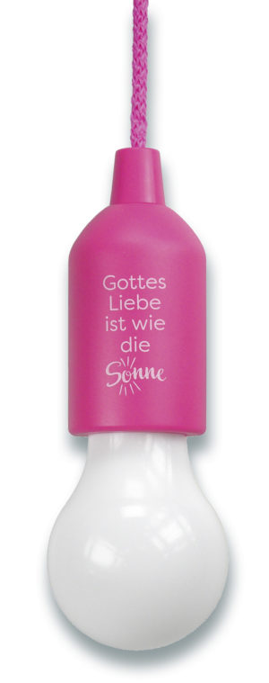 LED-Lampe zum Aufhängen: Gottes Liebe ist wie die Sonne (pink)