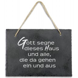 Schiefertafel: Gott segne dieses Haus