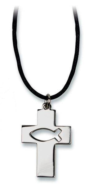 Halskette mit Kreuz/Ichthys-Anhänger
