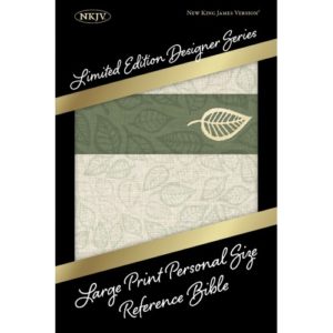NKJV Large Print Personal Size Reference Bible: Designer Series (Linen Leaves, Leathertouch (Large Type Edition))