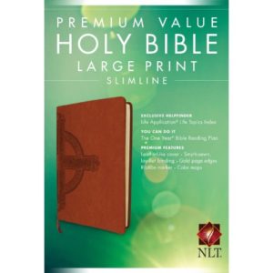 NLT Premium Value Slimline Large Print Bible: Cross Design