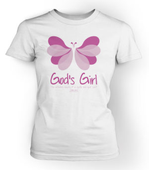 T-Shirt: Butterfly (Ladies Cut, White, L)