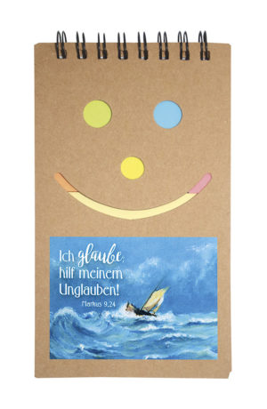 Haftnotizen: Ich glaube; hilf meinem Unglauben! (Motiv Boot / Happy Face)