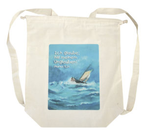 Baumwollrucksack: Ich glaube; hilf meinem Unglauben! (Motiv Boot)
