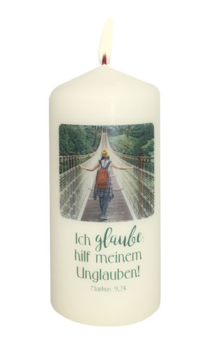 Kerze: Ich glaube; hilf meinem Unglauben! (kerze, Motiv Brücke)