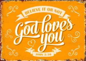 Postkarte: God loves you (XL)