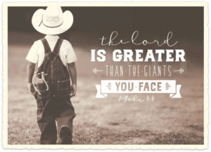 Postkarte: The lord is greater than the giants you face