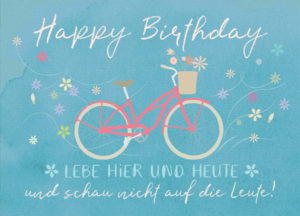 Postkarte: Happy Birthday (Fahrrad) (XL)