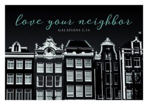 Postkarte: Love your neighbor (Black & White)