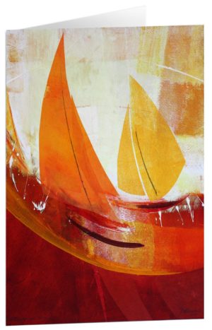 Kunstfaltkarten: Lichtsegler in Orange (5 Stück)
