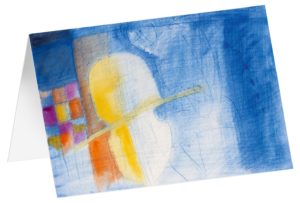 Kunstfaltkarten: Gelbes Streichinstrument (5 Stück)