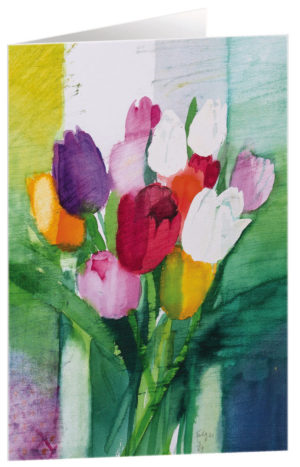 Kunstfaltkarten: Tulpenstrauss 2 (5 Stück)