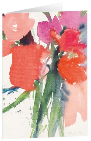 Kunstfaltkarten: Rote Blüten (5 Stück)