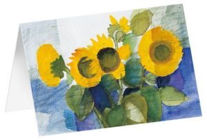 Kunstfaltkarten: Vier Sonnenblumen (5 Stück)