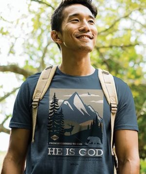 T-Shirt: He Is God Shirt, Denim Blue (XL)
