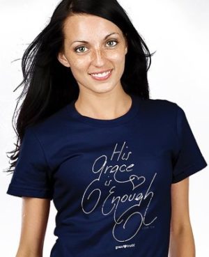 T-Shirt: His Grace is Enough Shirt, Navy Blue (2XL)