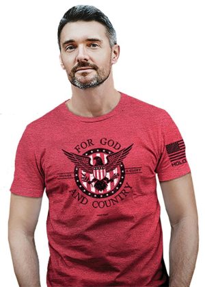 T-Shirt: For God and Country Shirt, Heather Red (L)