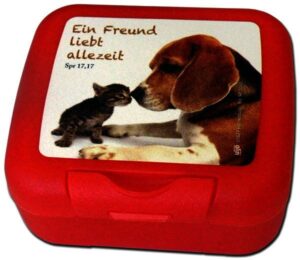 Frühstücksbox: Ein Freund liebt allezeit (rot)