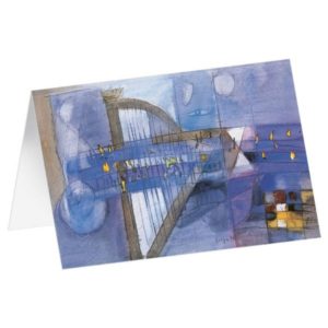 Kunstfaltkarten: Blaue Harfe (5 Stück)