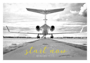 Postkarte: Start now (Flugzeug) (Black & White)
