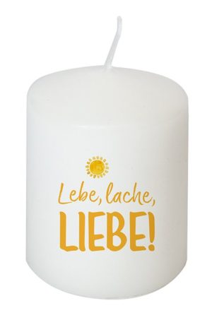 Kerze: Lebe, lache, liebe!