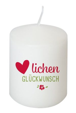 Kerze: Herzlichen Glückwunsch!