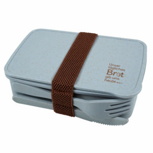 Brotdose: mit Besteck (blau)