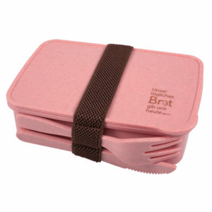 Brotdose: mit Besteck (rosa)